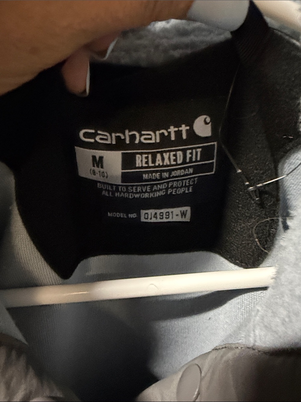 Carhartt women’s Light Blue Sherpa Snap Pullover with Gray Accents - Picture 2 of 3